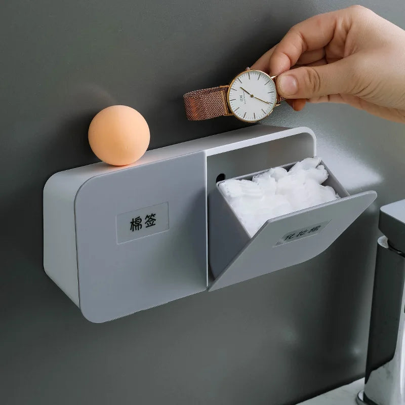 Organizador de Baño Montable para Algodones y Cotonetes | Porta Cosméticos y Accesorios de Cuidado Personal