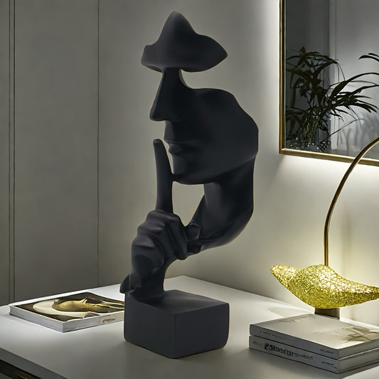 Escultura Abstracta de Cara Negra Moderna en Resina - Decoración Versátil para Sala, Mueble de Vino y Más - Regalo Perfecto para Fiestas y Festividades