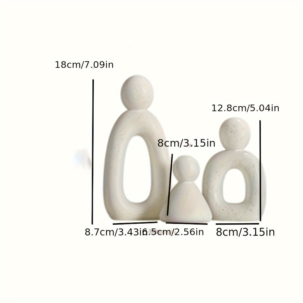 Set de 3 Figuras Abstractas de Familia en Resina - Decoración Versátil para Sala, Recámara o Estudio