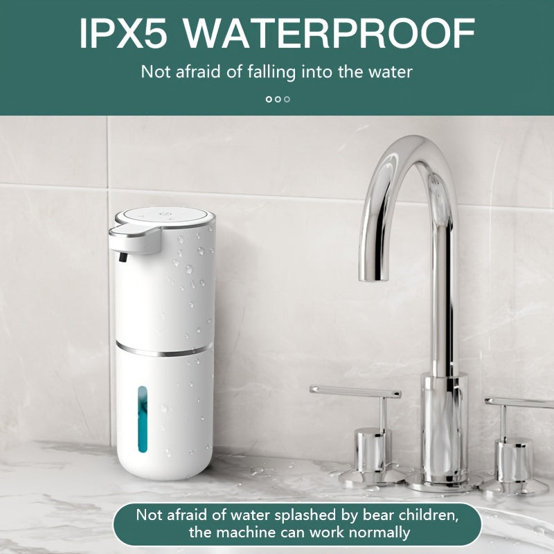 Dispensador Automático de Jabón 380mL - Sin Contacto, Montaje en Pared, Impermeable IPX5, Recargable por USB, Ideal para Baño y Cocina