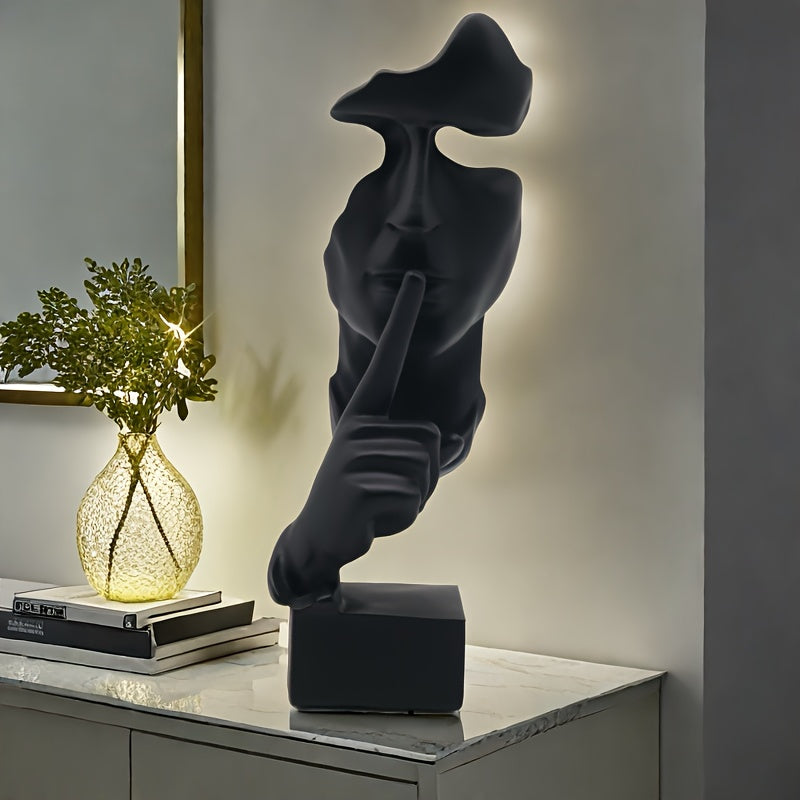 Escultura Abstracta de Cara Negra Moderna en Resina - Decoración Versátil para Sala, Mueble de Vino y Más - Regalo Perfecto para Fiestas y Festividades