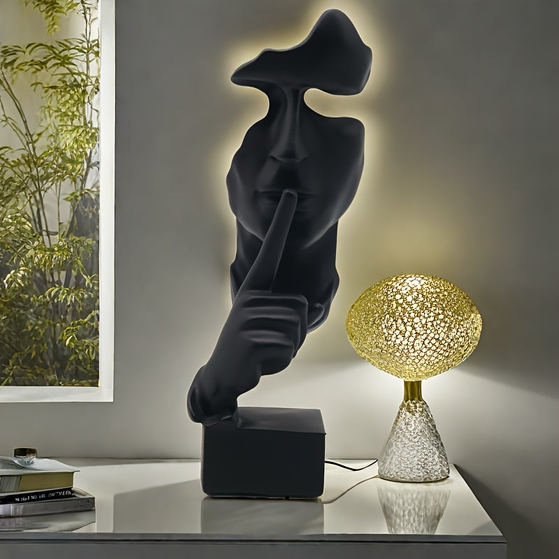 Escultura Abstracta de Cara Negra Moderna en Resina - Decoración Versátil para Sala, Mueble de Vino y Más - Regalo Perfecto para Fiestas y Festividades