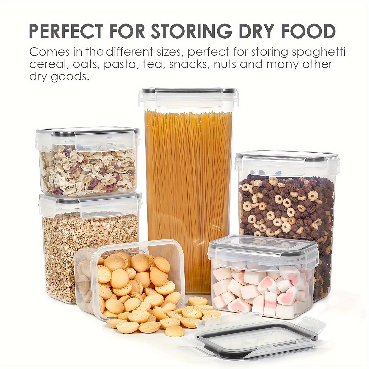 Set de 12/24 Contenedores Herméticos BPA-Free - Multi-Tamaño, Transparentes y Apilables, Incluyen Etiquetas y Marcador, Organización de Cocina y Despensa