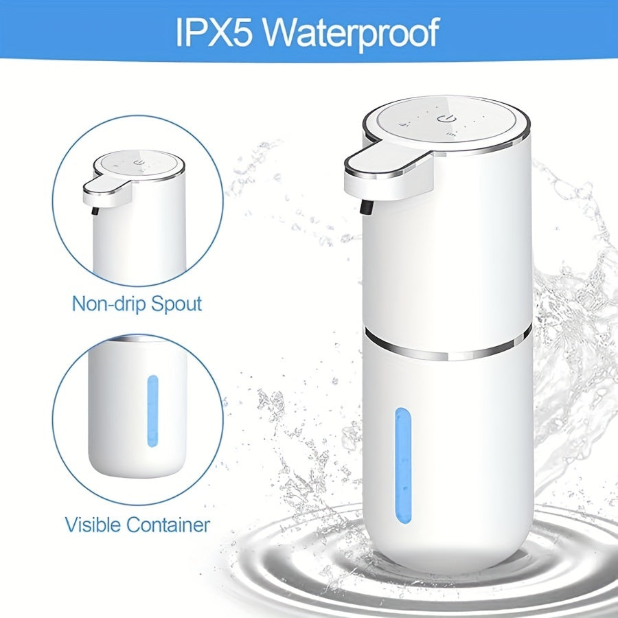 Dispensador Automático de Jabón 380mL - Sin Contacto, Montaje en Pared, Impermeable IPX5, Recargable por USB, Ideal para Baño y Cocina