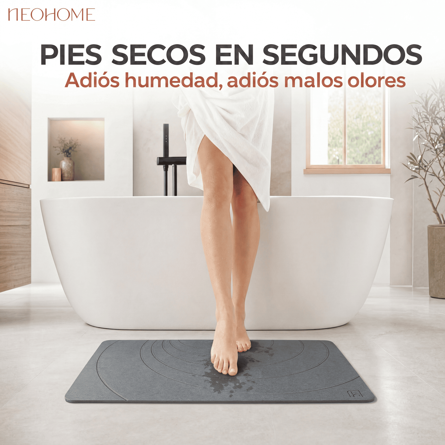 Tapete de baño de Piedra de tierra de Diatomeas - (Espiralia Gris Oscuro)