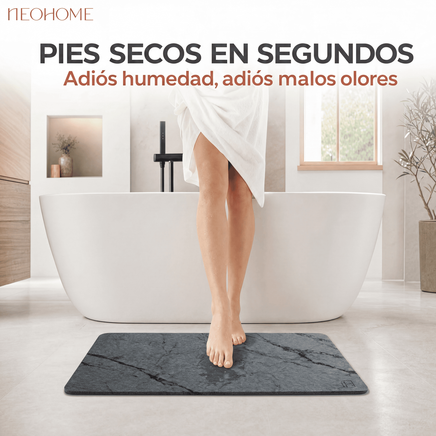 Tapete de baño de Piedra de tierra de Diatomeas - (Mármol Gris Oscuro)